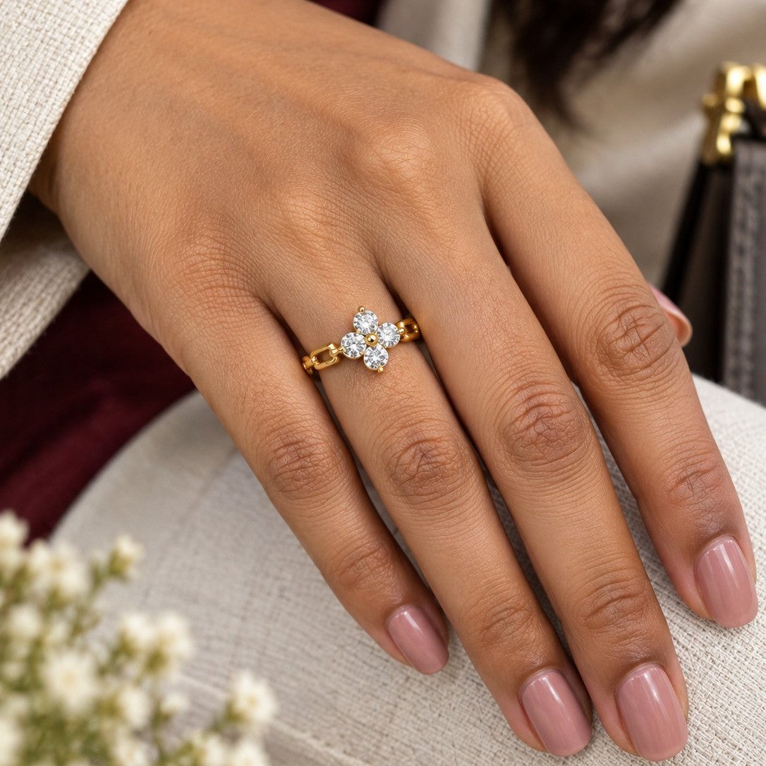 Four Stone Clover Ring