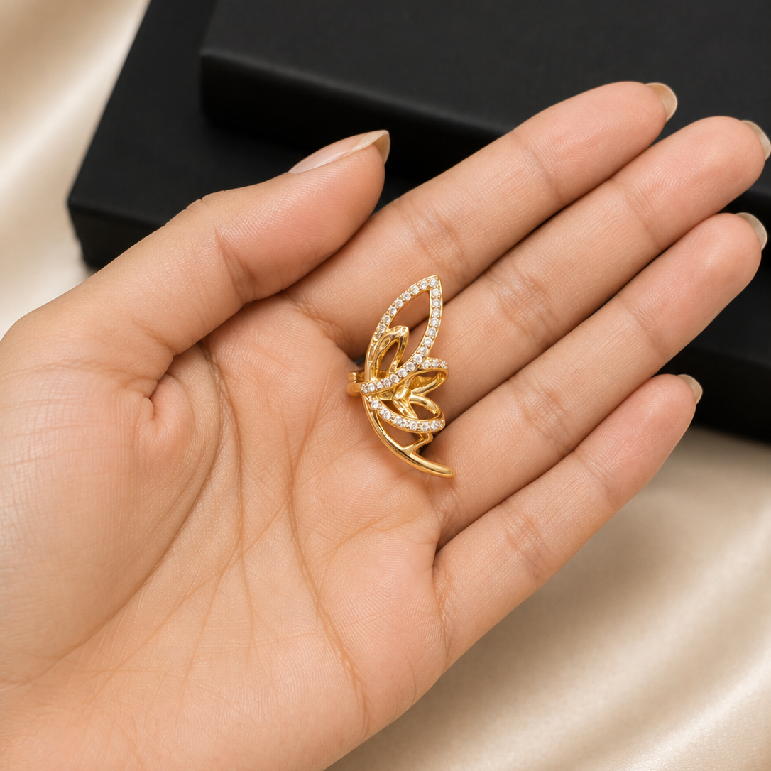 Pave Butterfly Cuff Earrings