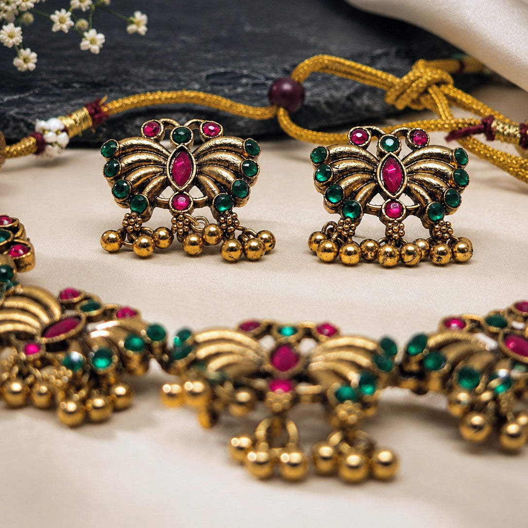 Butterfly Fringe Necklace Set