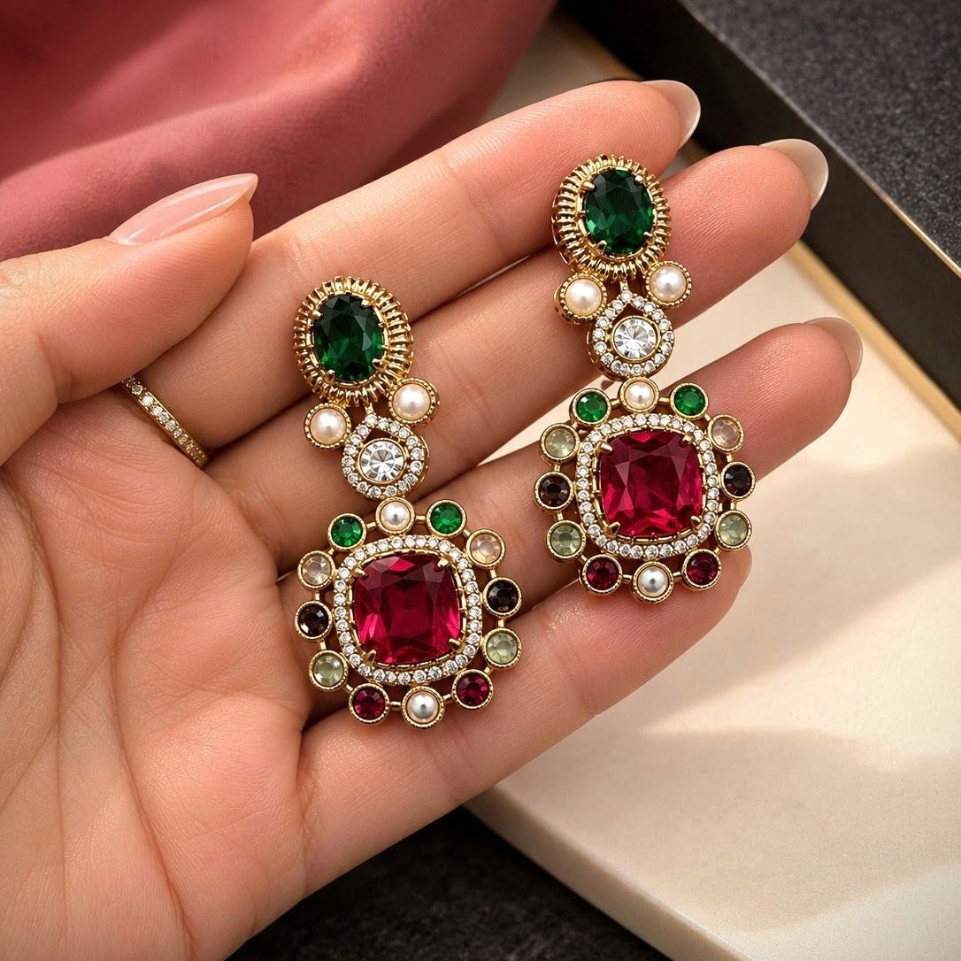 Cushion Medallion Multi-Gem Choker Necklace