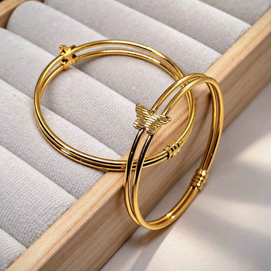 Triple Wire Butterfly Bangle