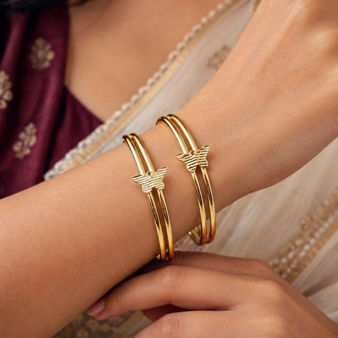 Triple Wire Butterfly Bangle