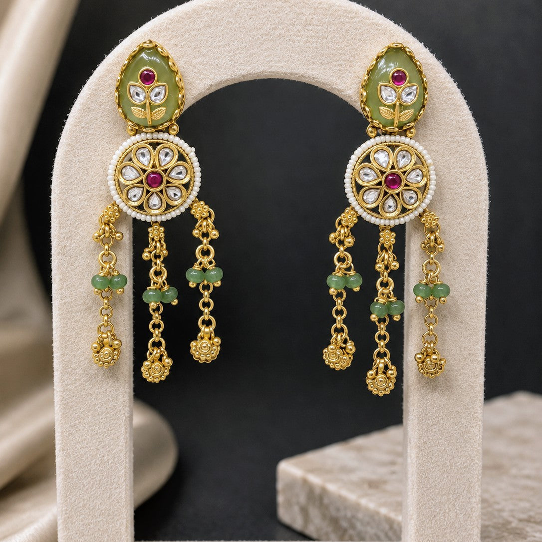 Kundan Medallion Tassel Earrings