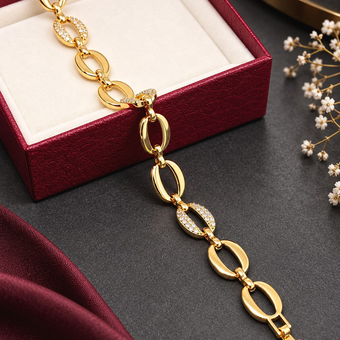 Pave Oval Link Bracelet