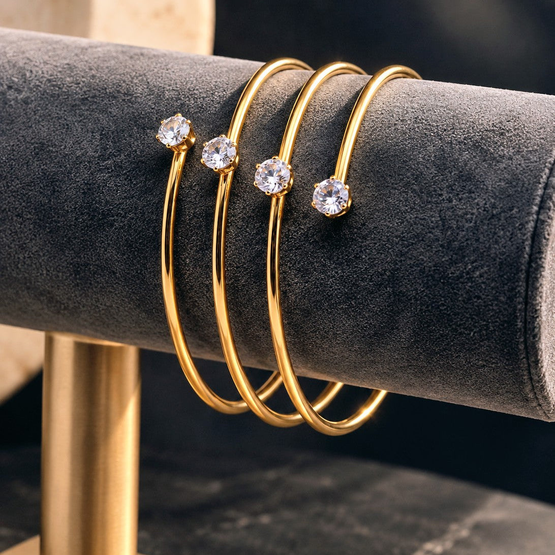 Spiral Wire Stone Cuff