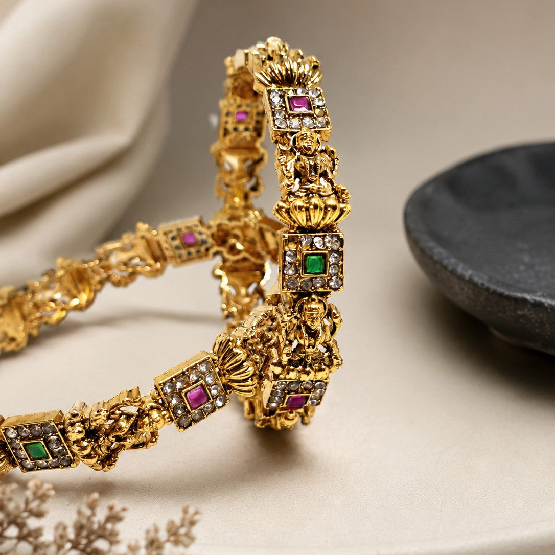 Baroque Medallion Bangle Pair