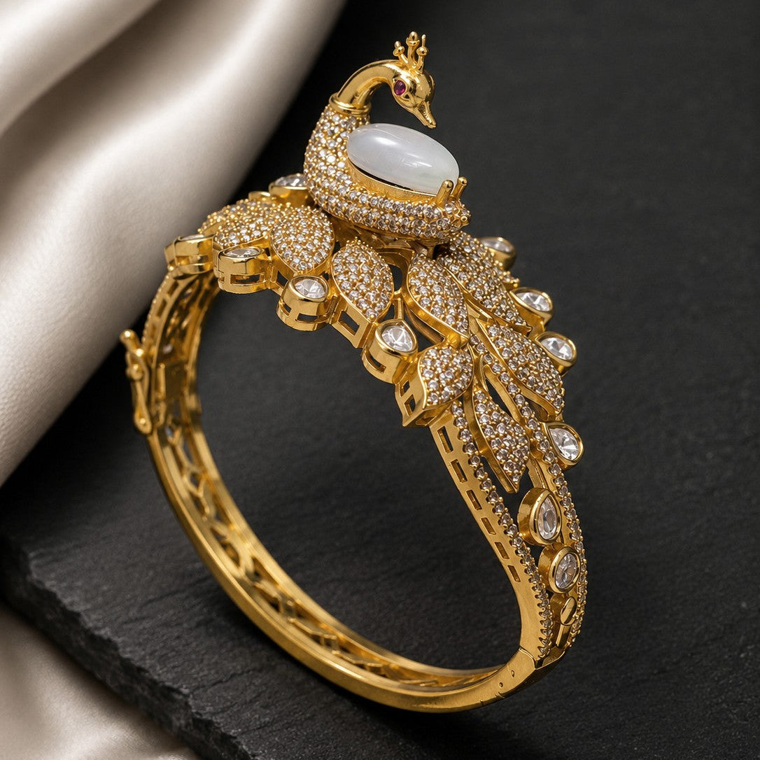 Peacock Feather Cabochon Bangle