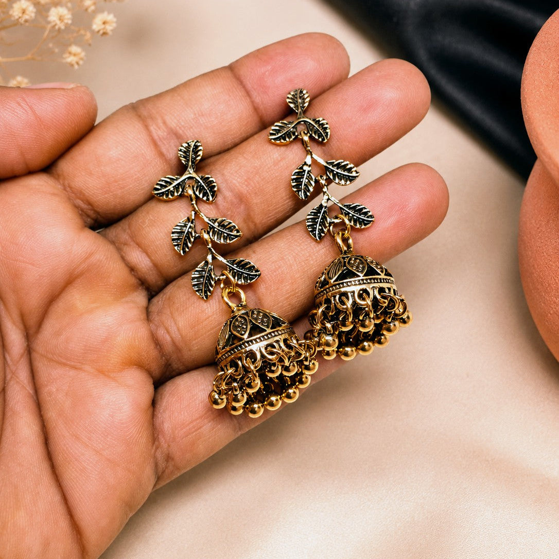 Leaf Jhumka Drop Earrings