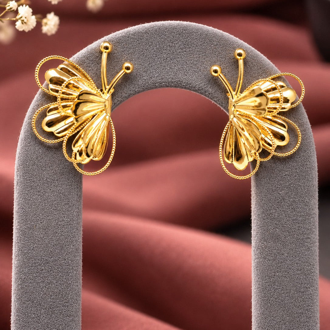 Fluted Rope Edge Butterfly Earrings