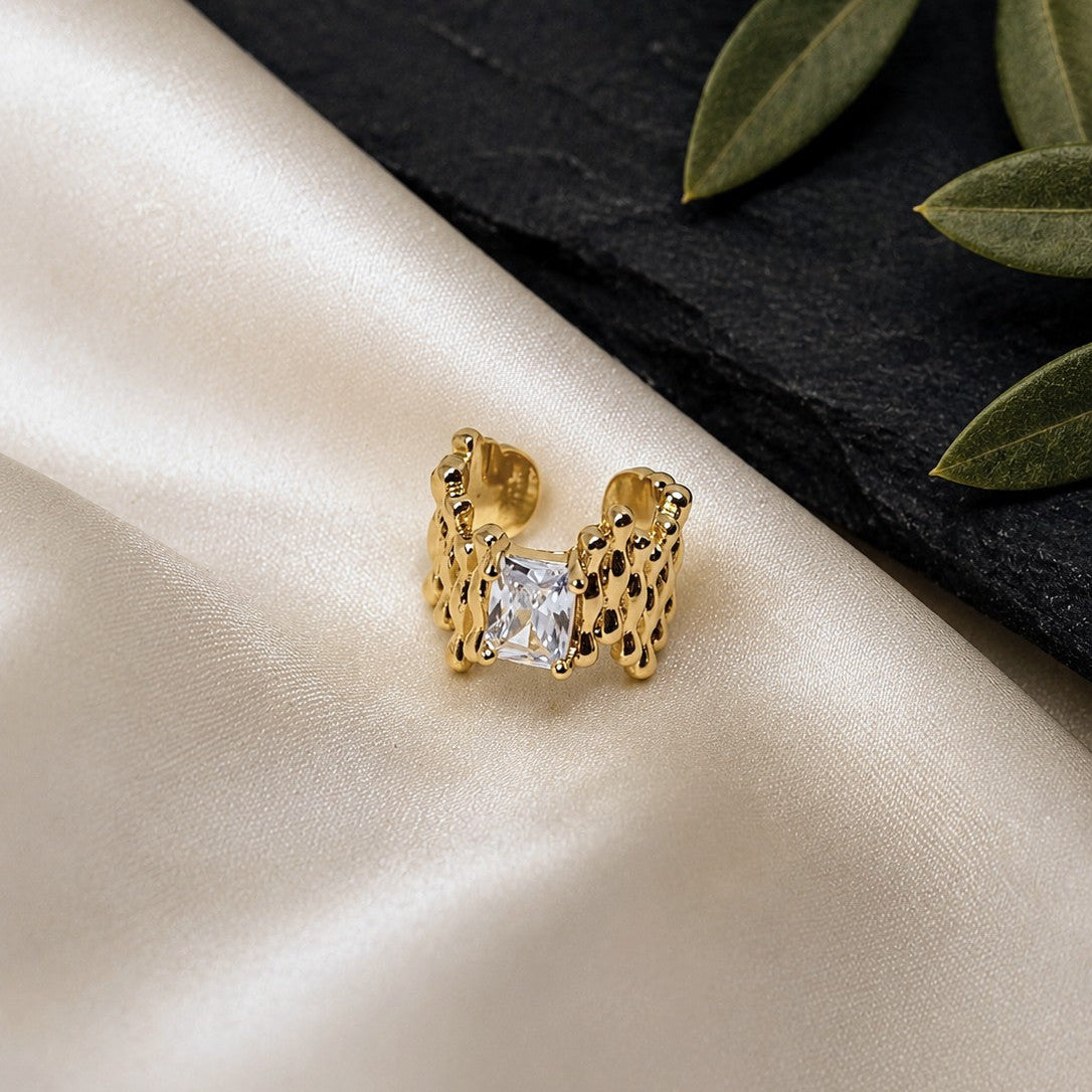 Textured CZ Cuff Earrings