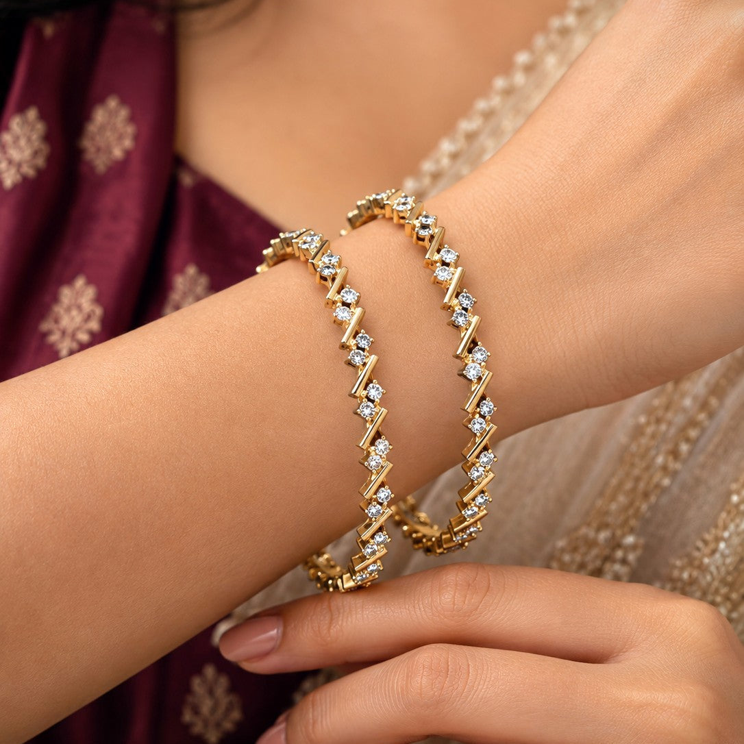 Zigzag Stone Bar Bangle
