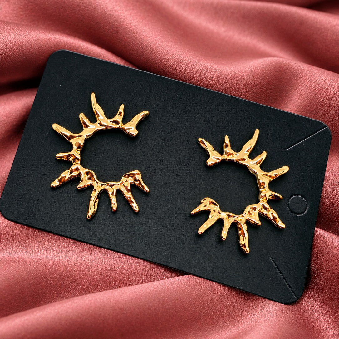 Molten Sun Ray C Hoop Earrings