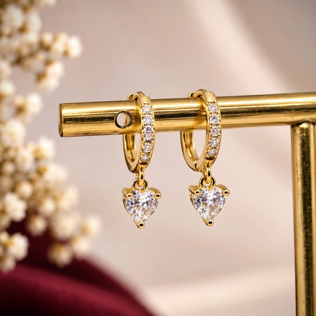 Pave Heart Huggies Earrings