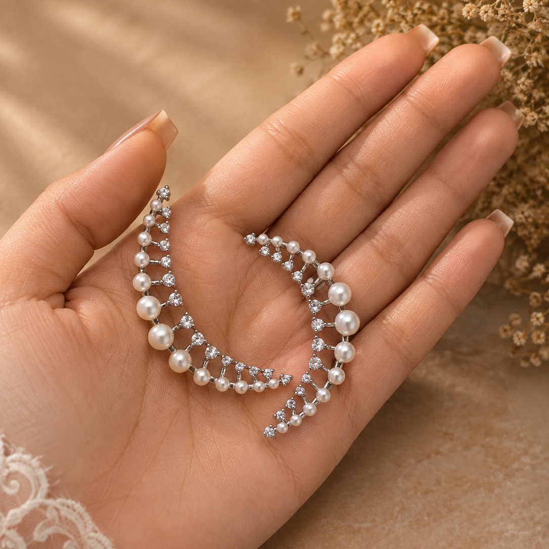 Pearl Curve Cuff Earrings