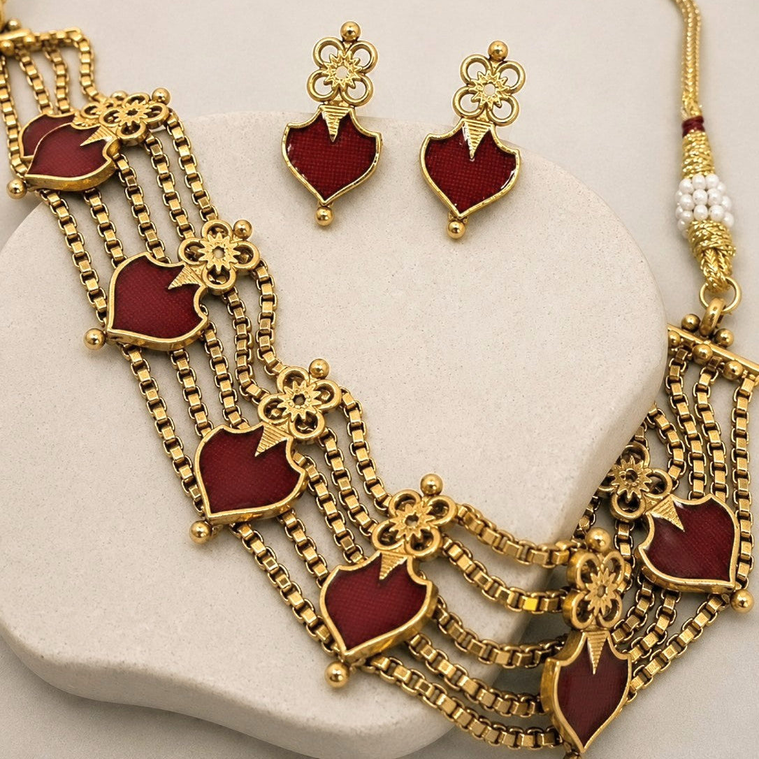 Heart Drop Choker Set
