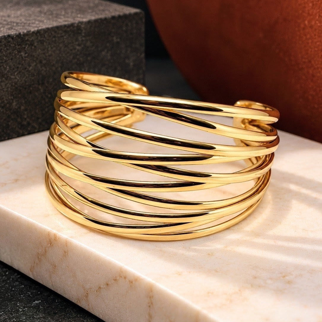 Crisscross Wire Wide Cuff