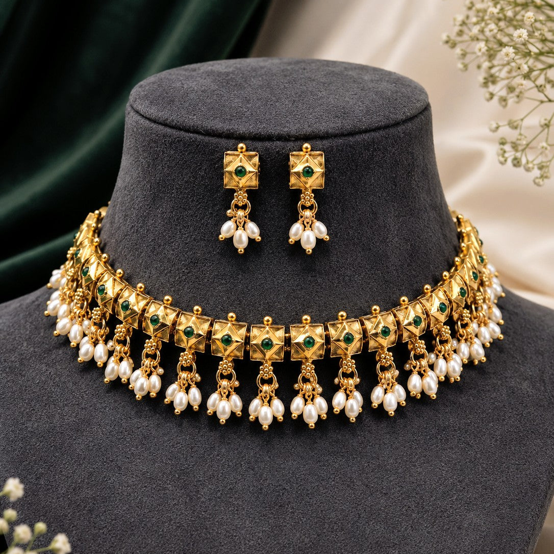 Pearl Fringe Choker Set