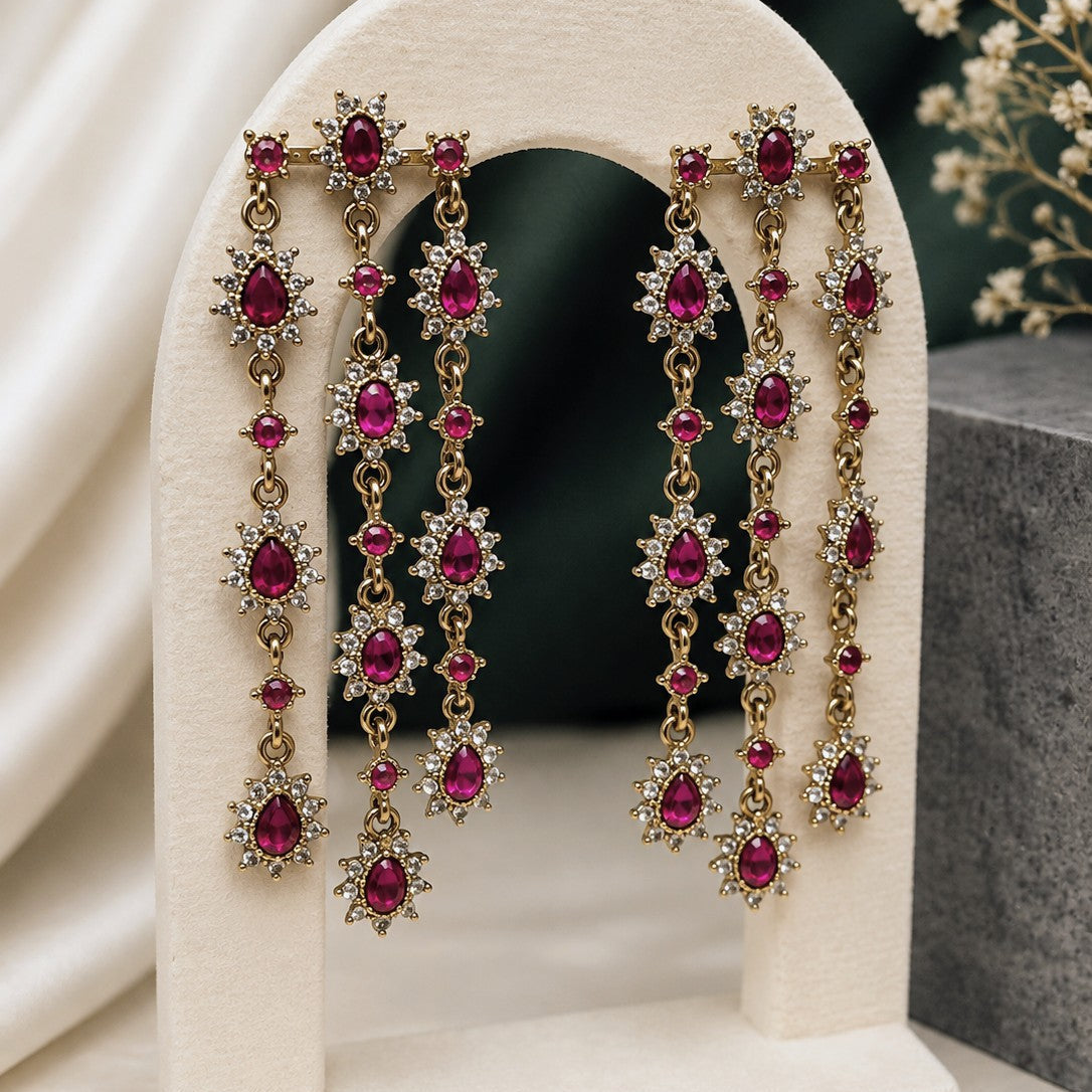 Triple Strand Starburst Drop Earrings