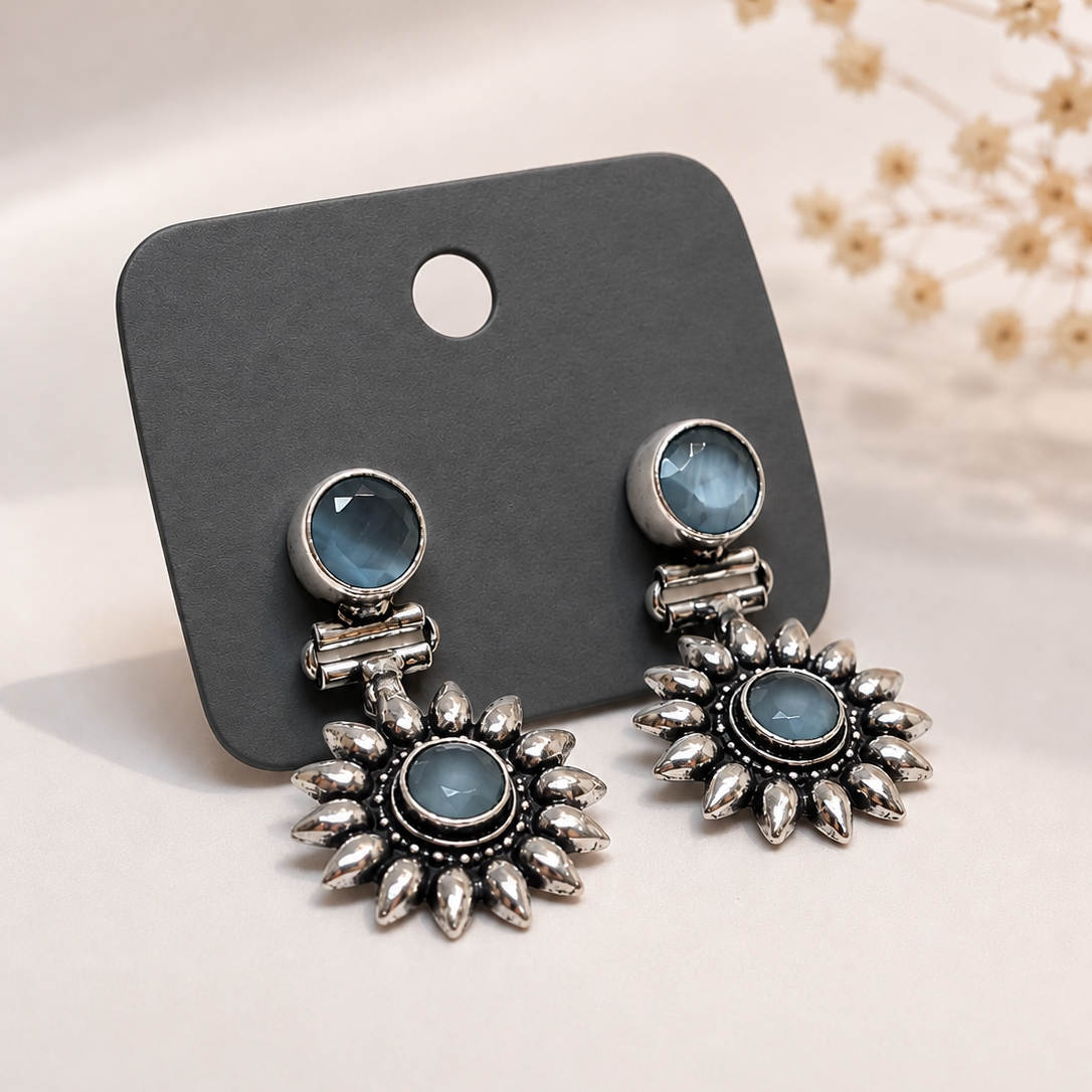 Blue Sunburst Earrings