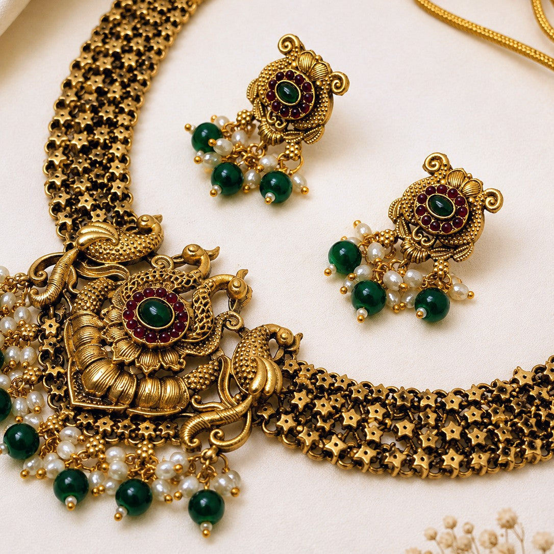 Peacock Pendant Mesh Necklace