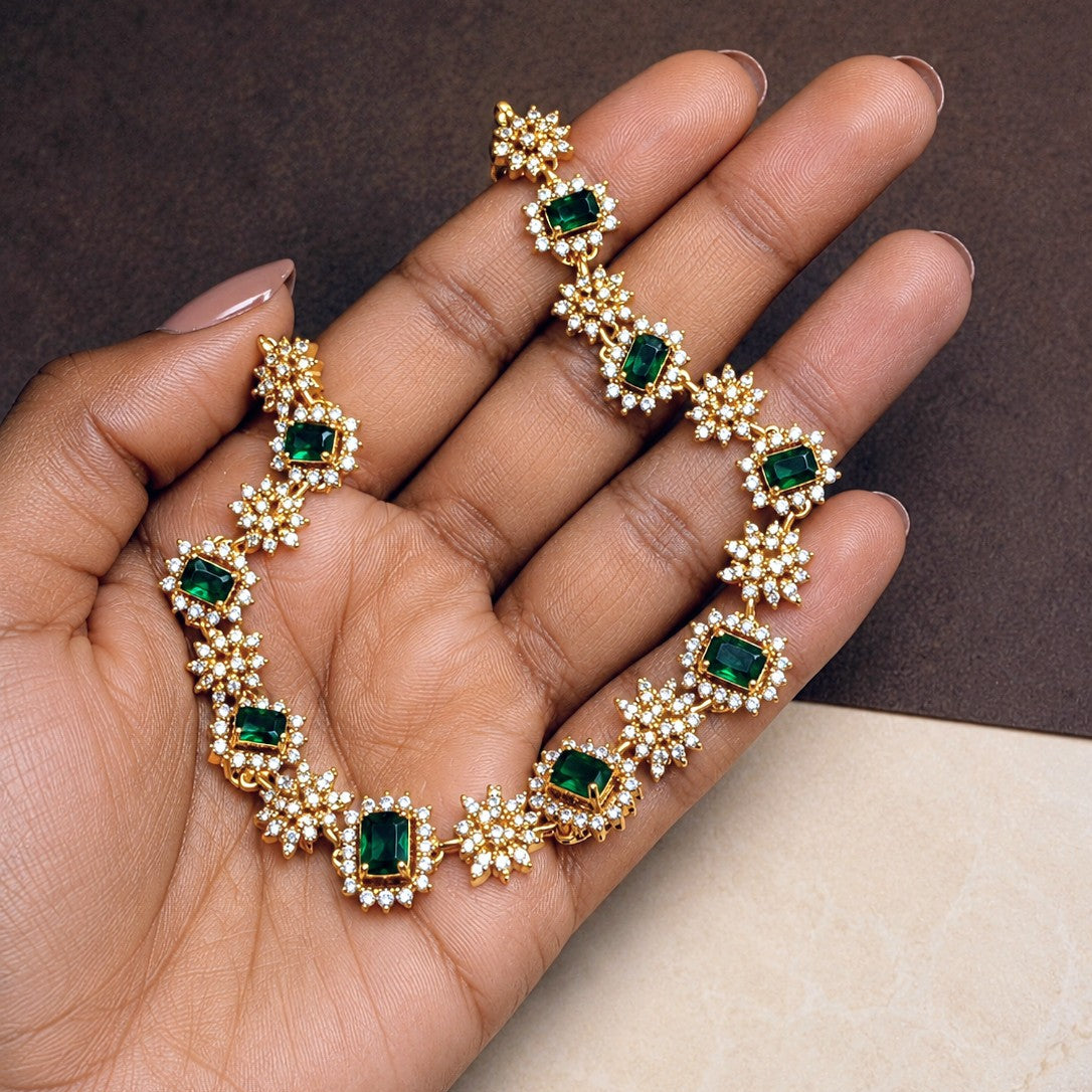 Emerald Cut Halo Necklace Set