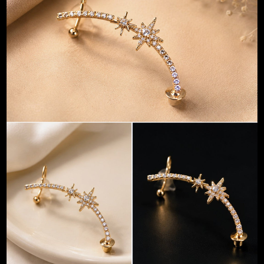 Celestial Star Cuff Earrings