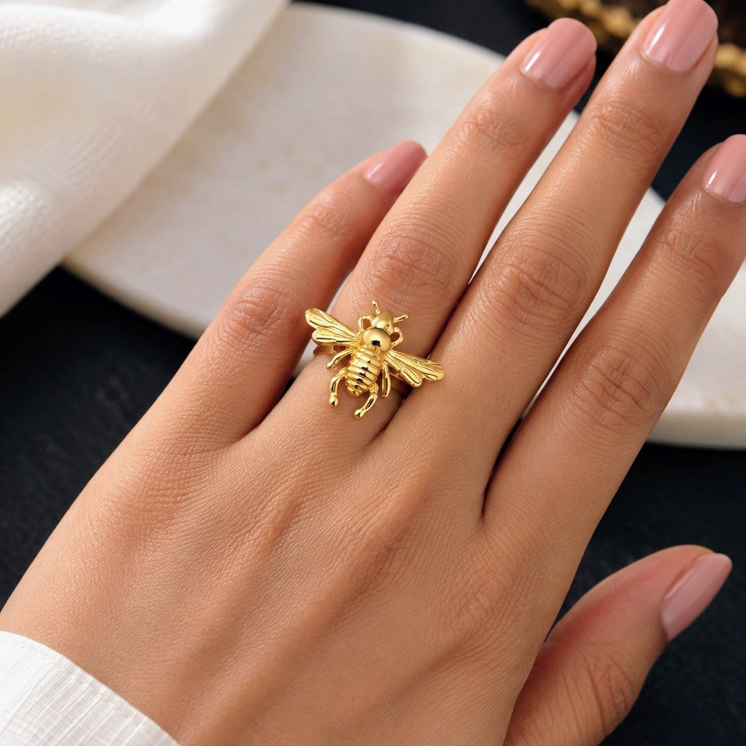 Honey Bee Adjustable Open Ring