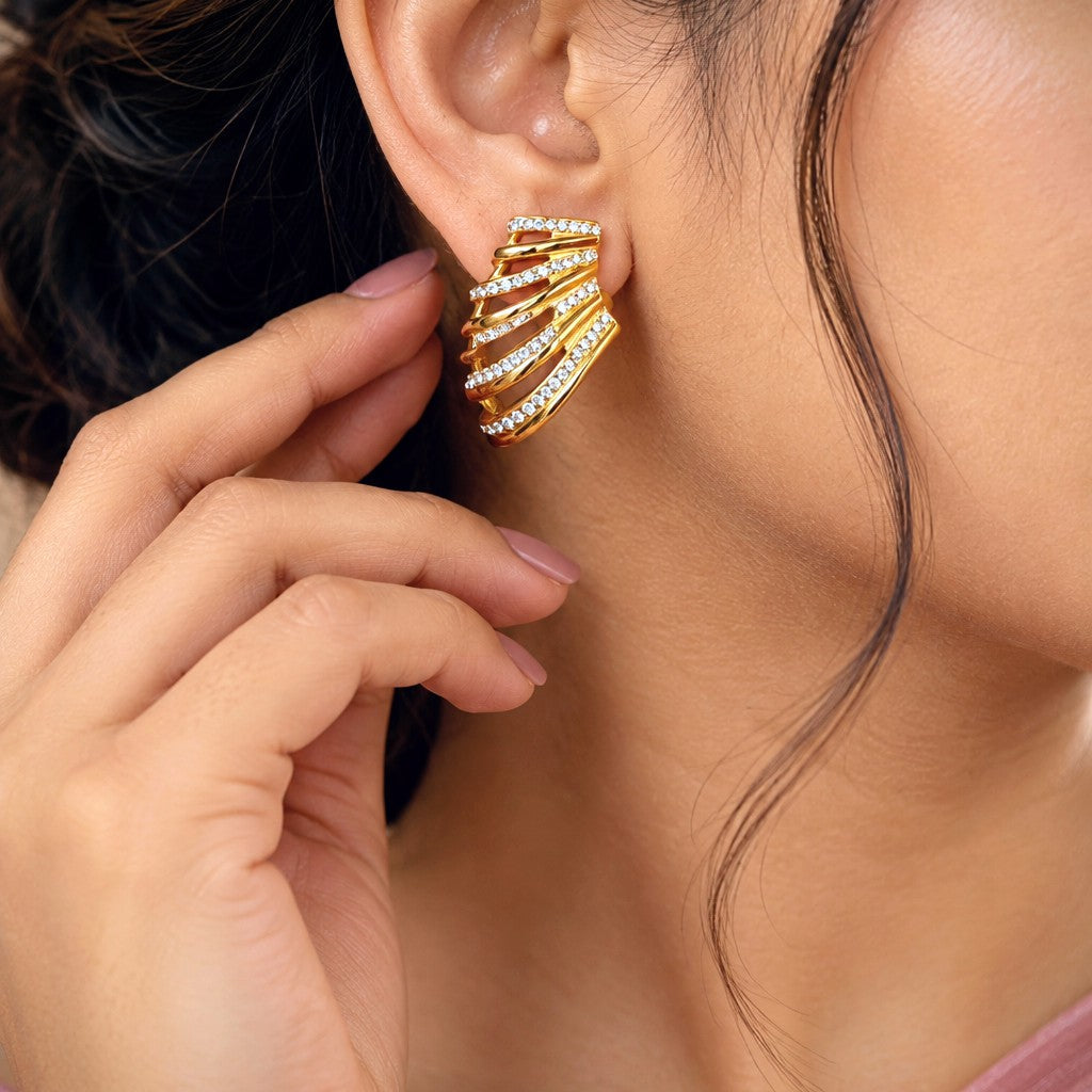 CZ Pavé Tiered Bar Earrings