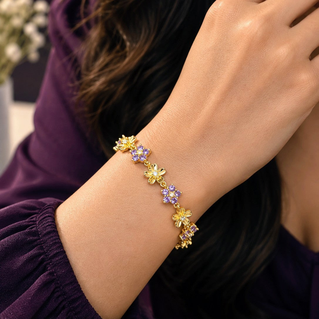 Alternating Floral Link Bracelet