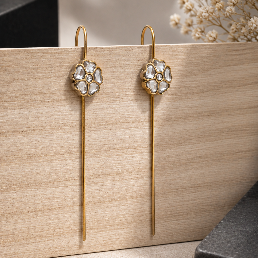 Kundan Flower Cuff Earrings