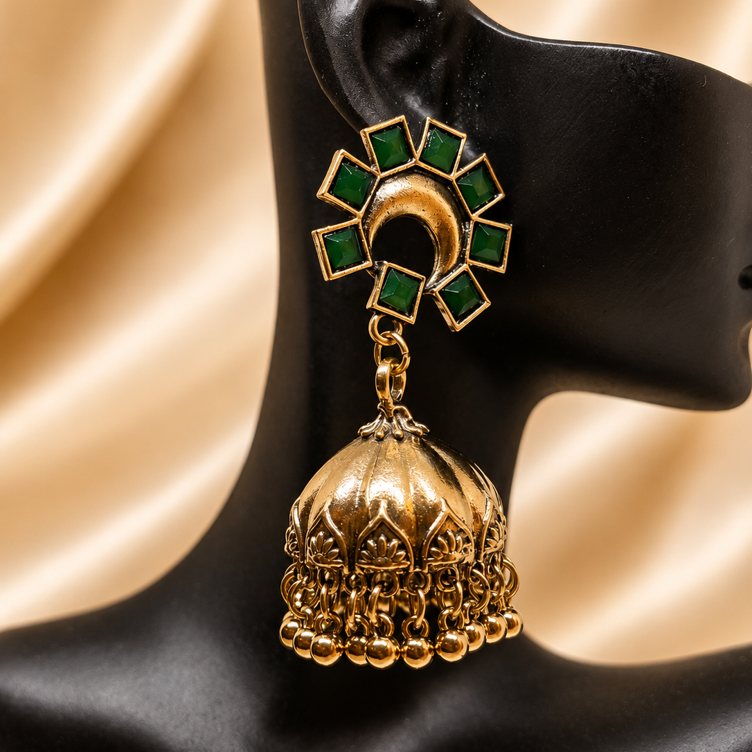 Sunburst Dome Jhumka Earrings
