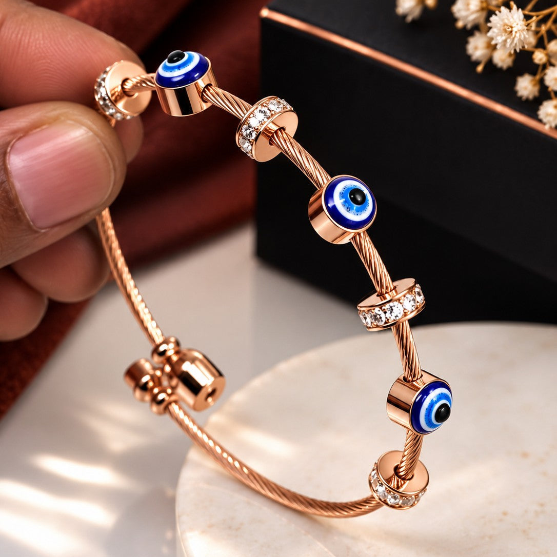 Evil Eye Cable Cuff Bracelet