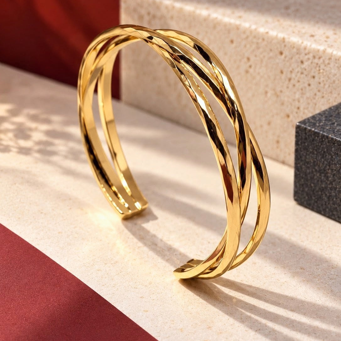 Hammered Crossover Open Cuff