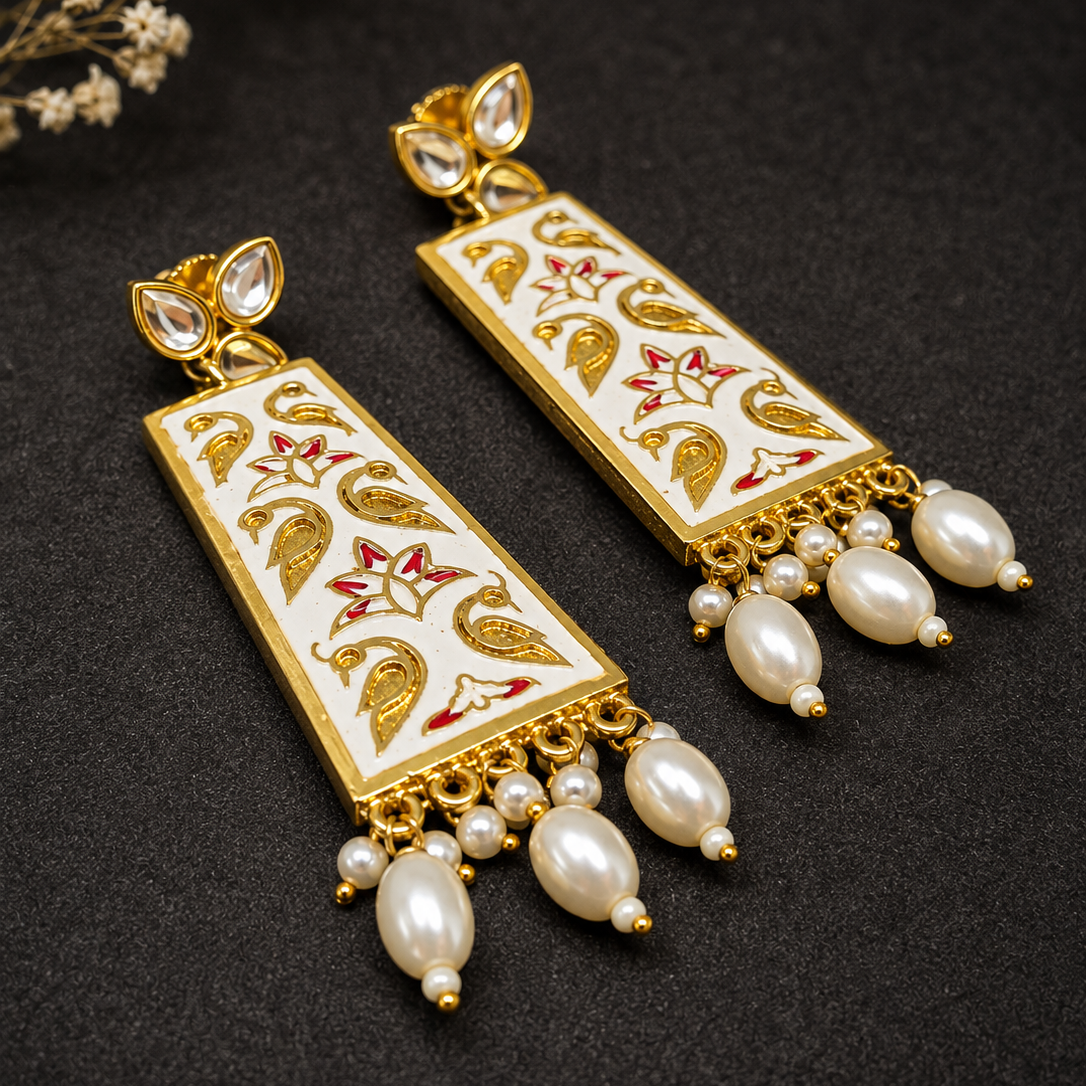 Meenakari Panel Drop Earrings