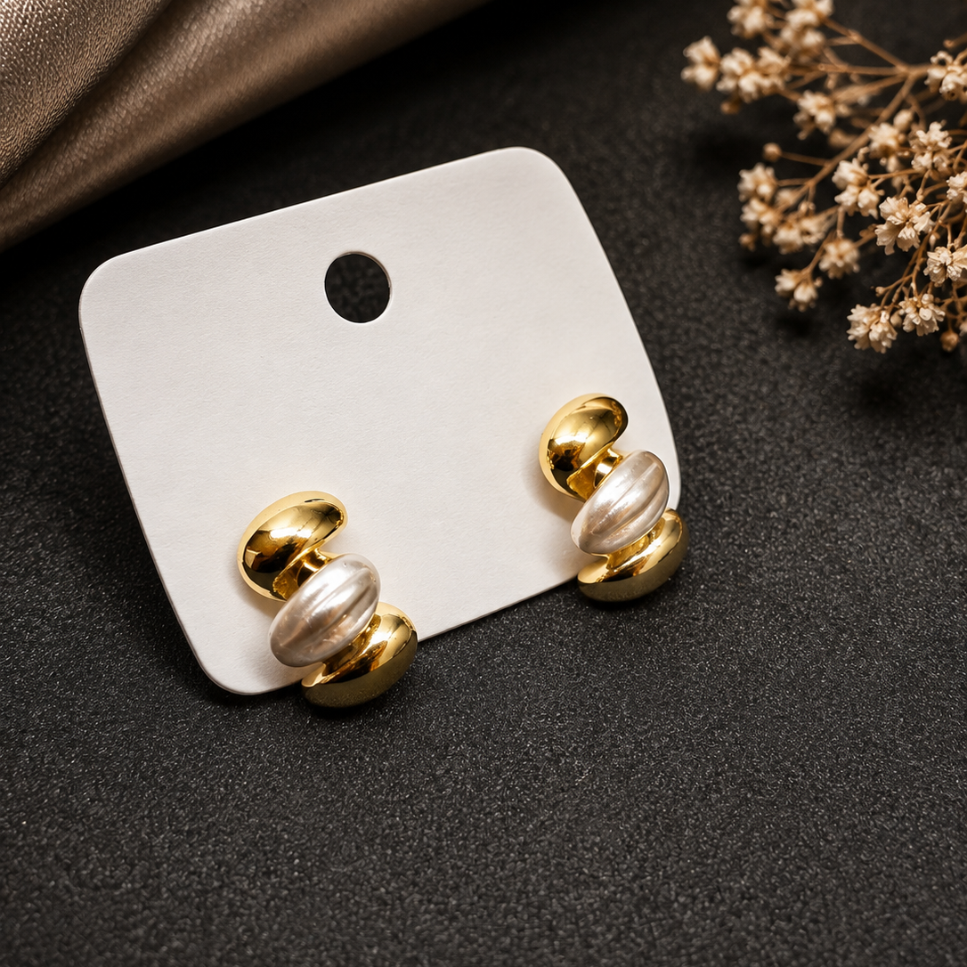 Domed Pearl Earrings