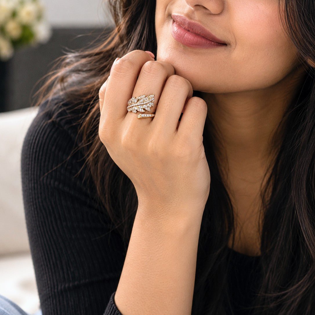 Crystal Pave Feather Ring