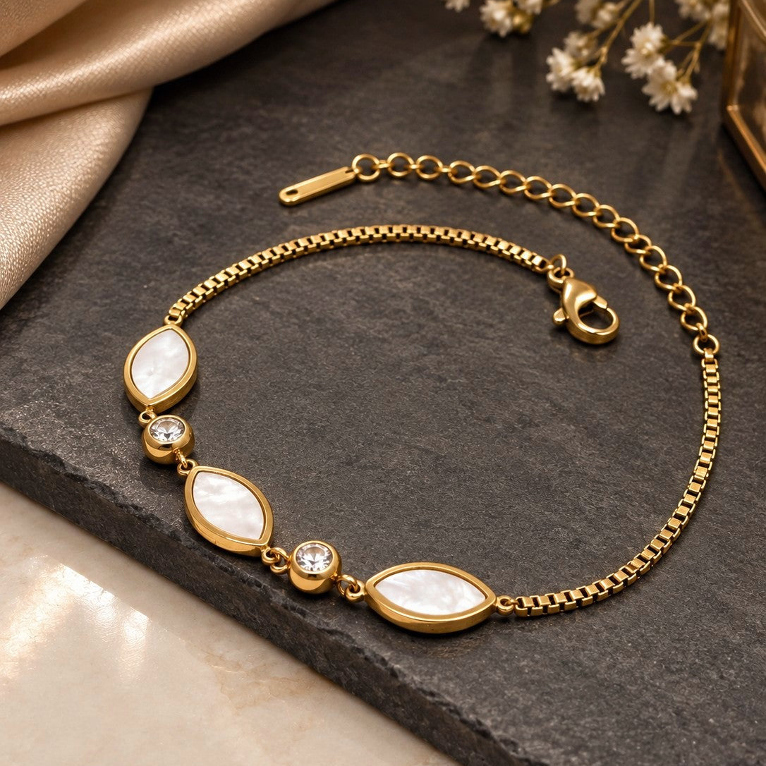 Marquise Pearl Station Bracelet