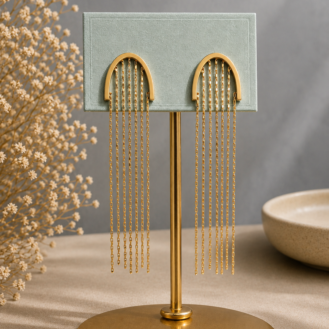 Fringe Arch Drop Earrings