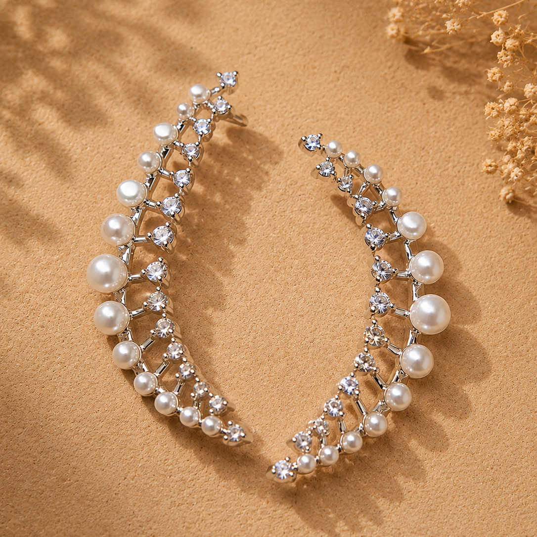 Pearl Curve Cuff Earrings