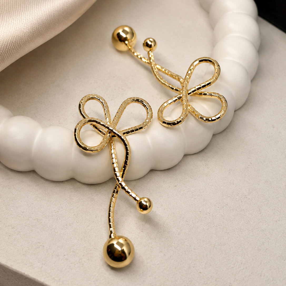 Ribbon Bow Drop Earrings