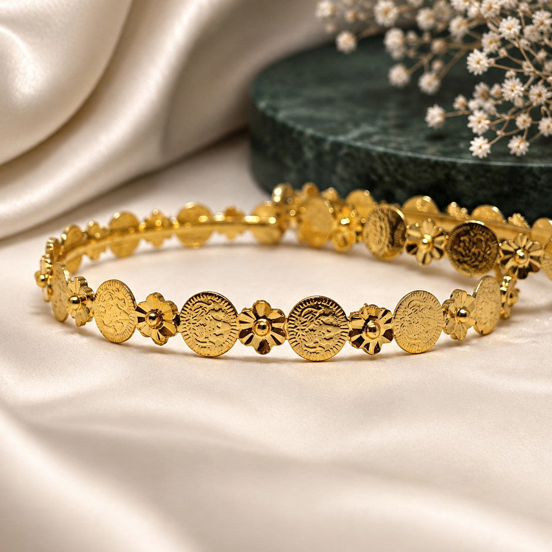 Coin Flower Bangle Pair