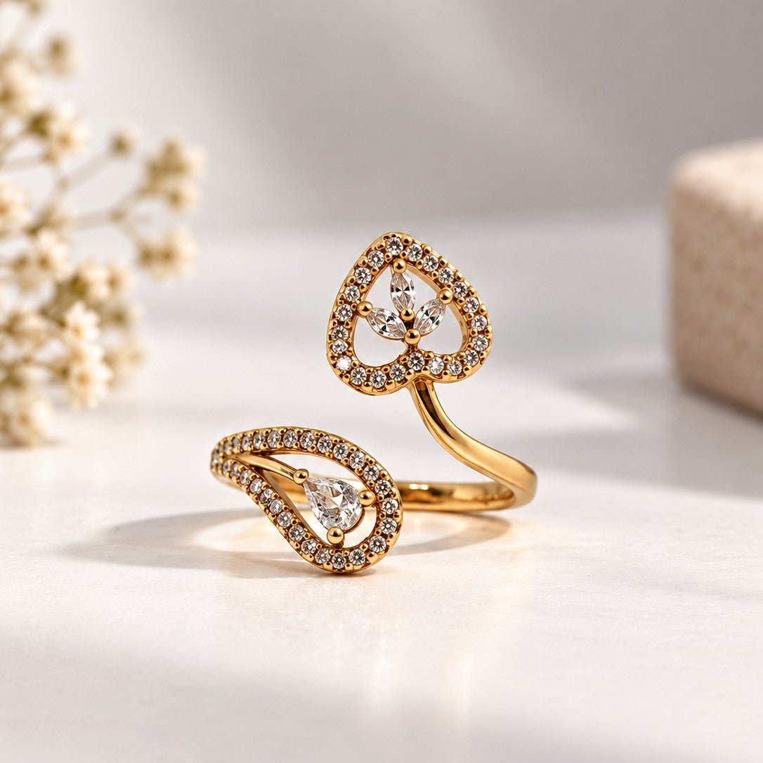 Heart Teardrop Outline Ring