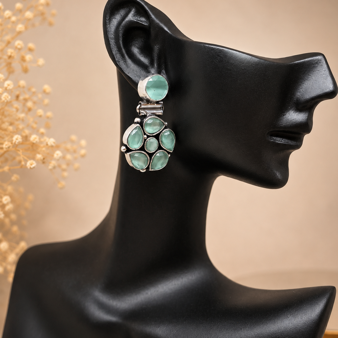 Aqua Cluster Earrings