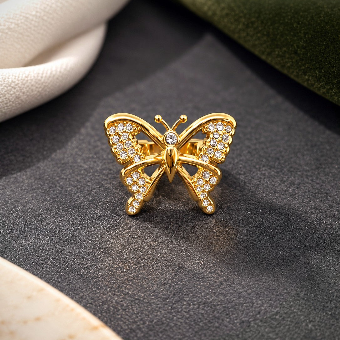 Pavé Wing Butterfly Adjustable Ring