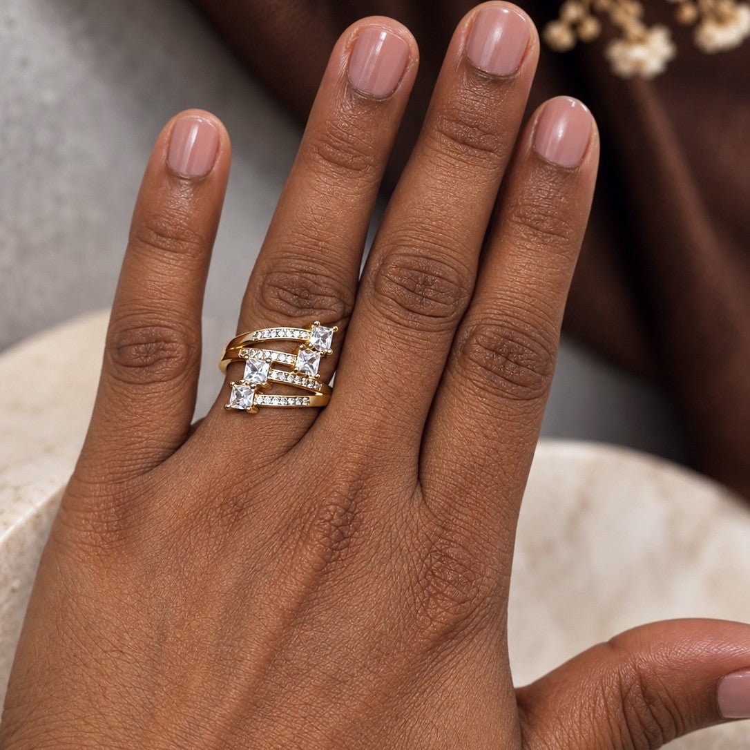 Princess Cut Cluster Ring