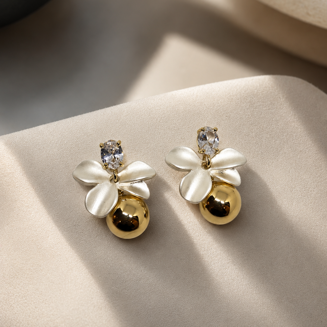 Satin Bow Orb Earrings