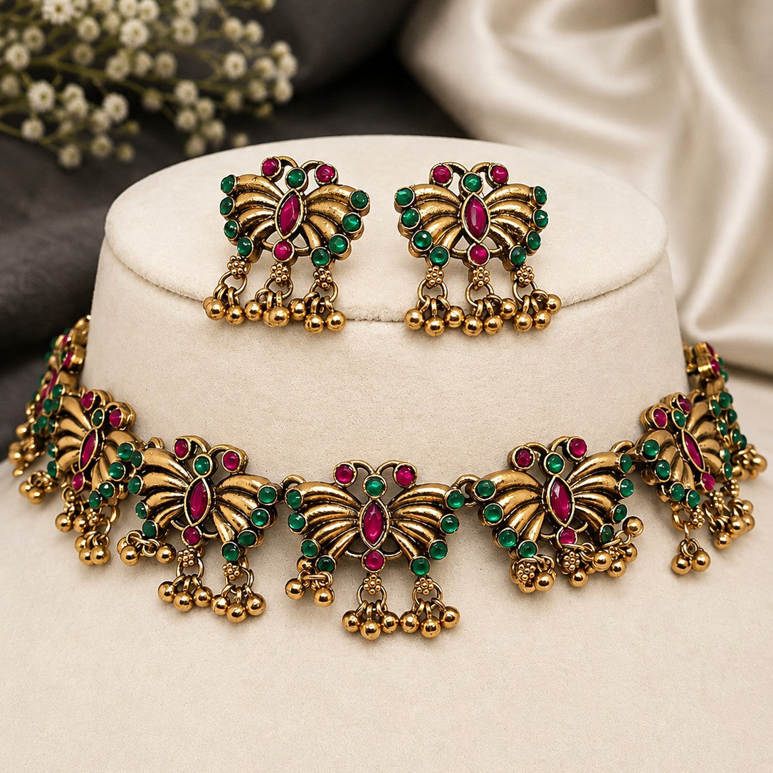 Butterfly Fringe Necklace Set
