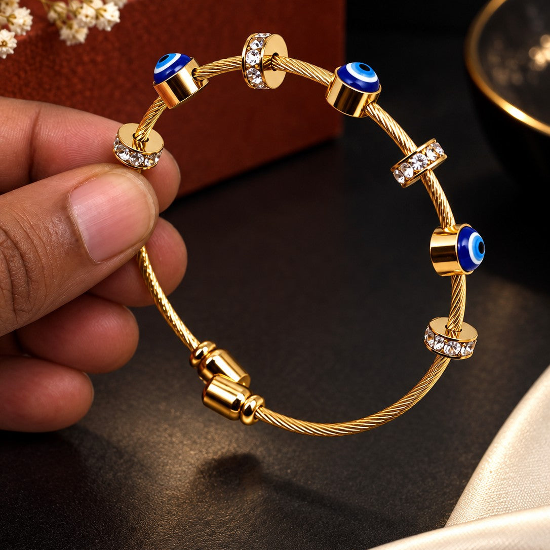 Evil Eye Cable Cuff Bracelet