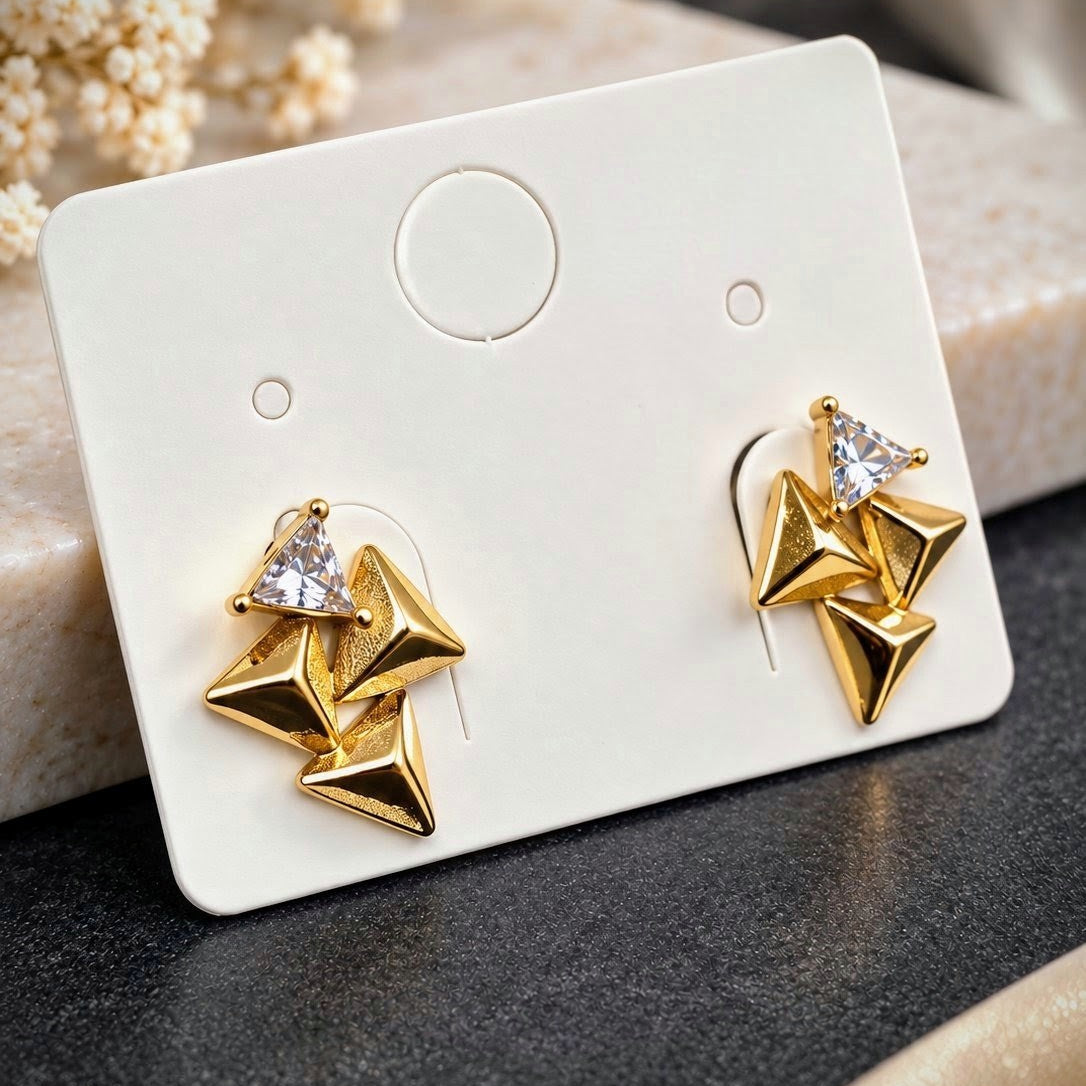 Trillion CZ Pyramid Cluster Earrings