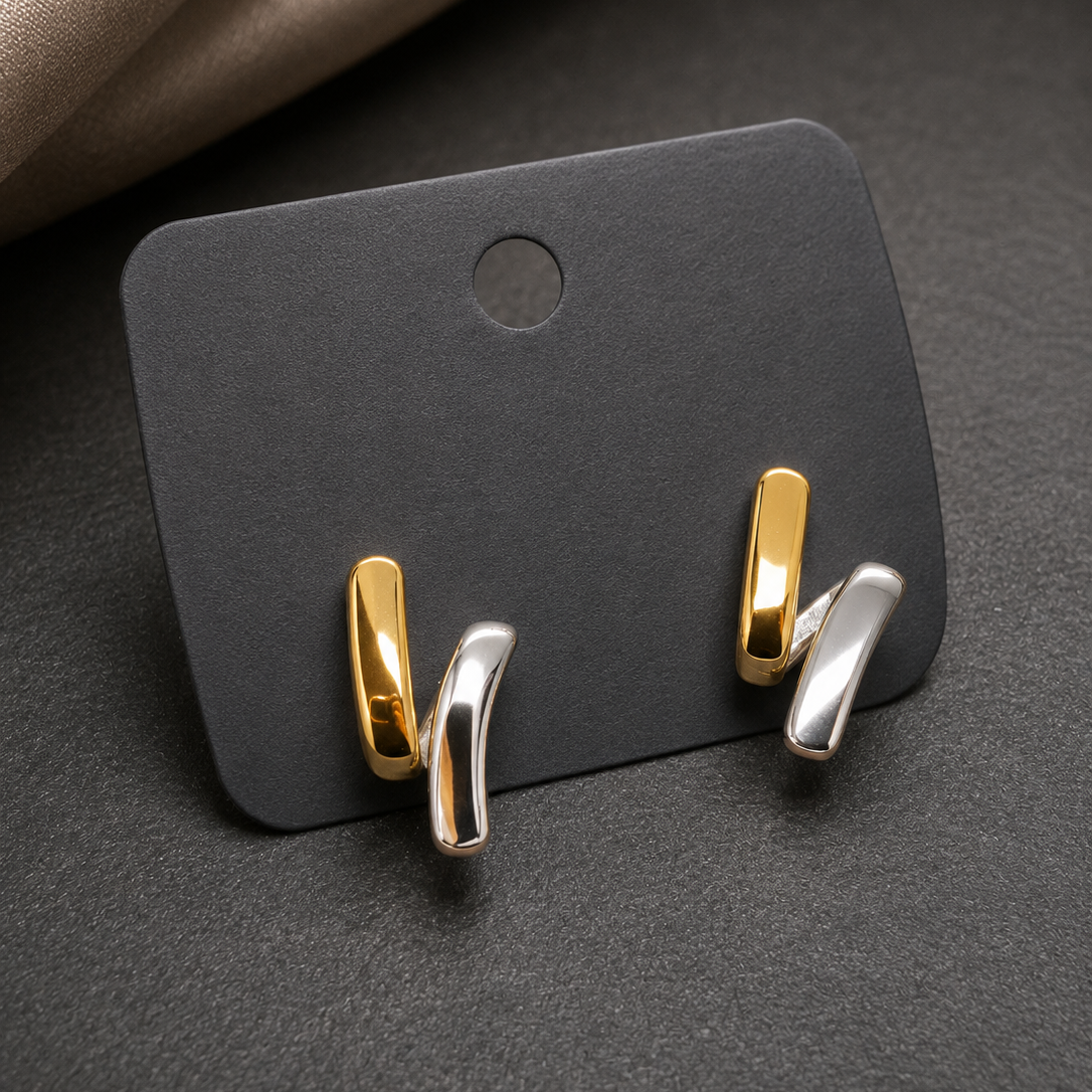 Twin Tone Bar Earrings